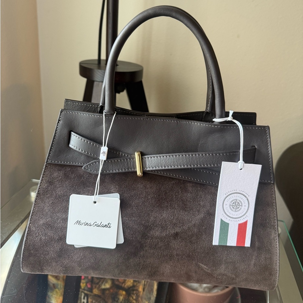 Marina Galanti Dark Brown Suede Leather Handbag